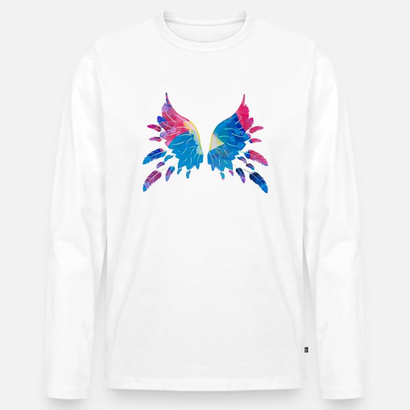 flügel,federn,blaue flügel,feder,malerei - Männer Premium Bio Langarmshirt - Weiß