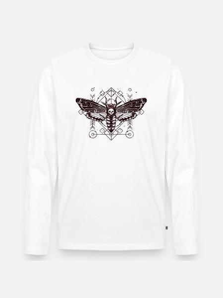 Moth Skull Schaedel Insect Tattoo Butterfly B - Ekologisk långärmad premium-T-shirt herr - vit