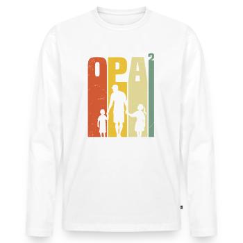 Opa hoch 2 zweifacher opa mit 2 enkelkinder - Männer Premium Bio Langarmshirt - Weiß - Vorne - Nico (187cm)