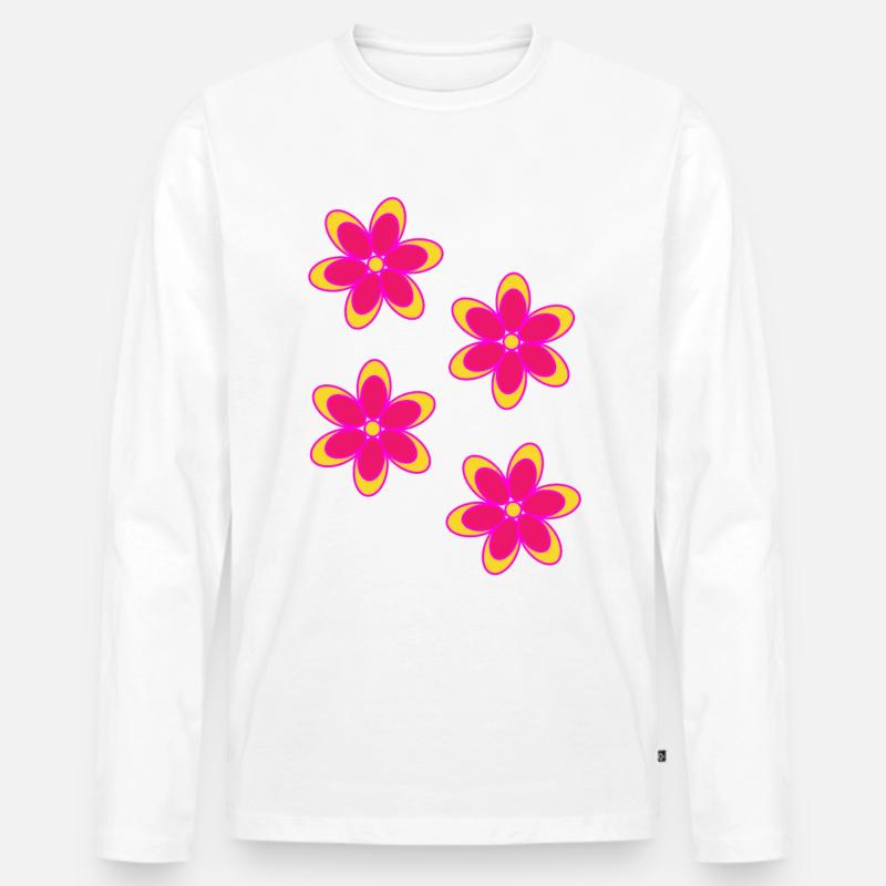 Bunte Blumen - Männer Premium Bio Langarmshirt - Weiß