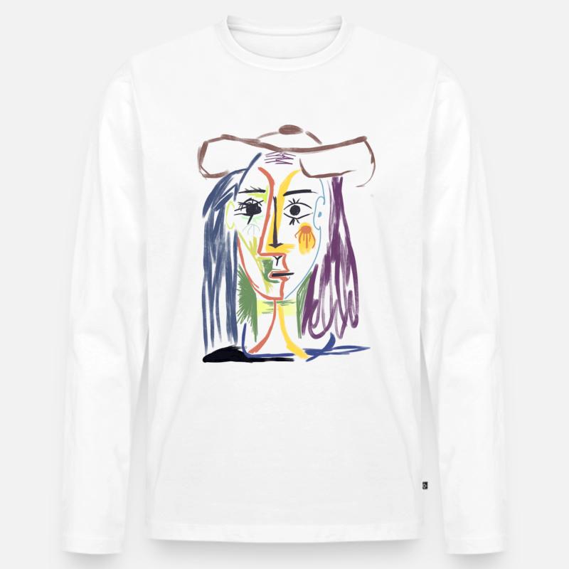 Childish Art - Männer Premium Bio Langarmshirt - Weiß