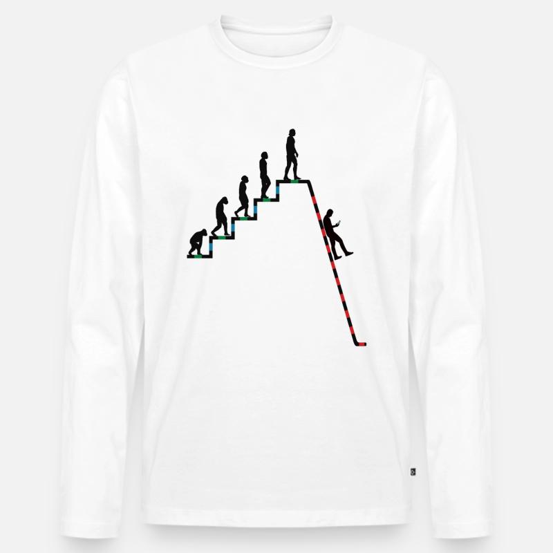 Evolution Richtung Abgrund - Männer Premium Bio Langarmshirt - Weiß
