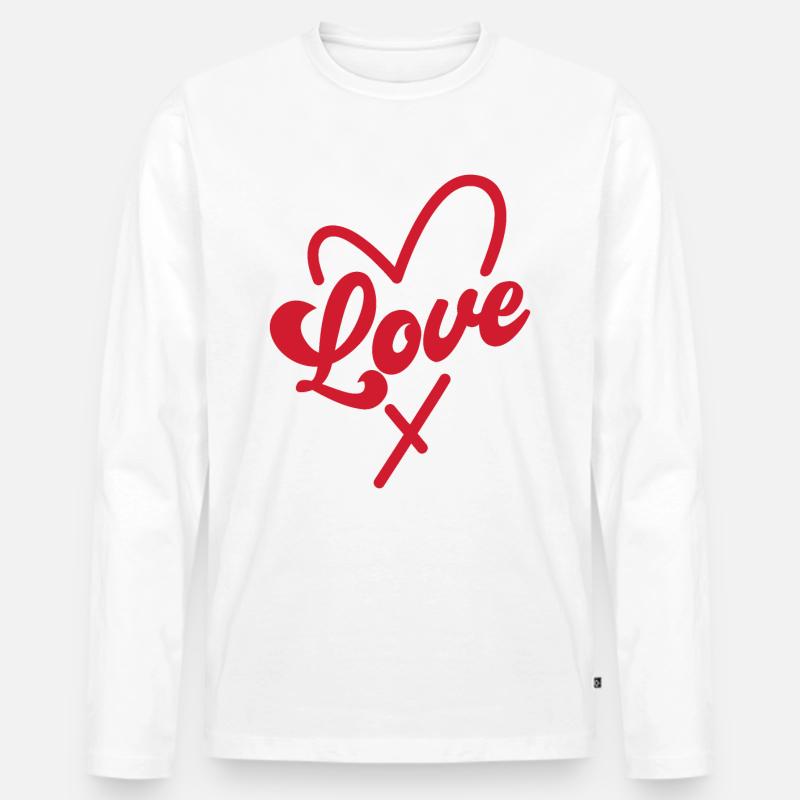Liebe - Männer Premium Bio Langarmshirt - Weiß