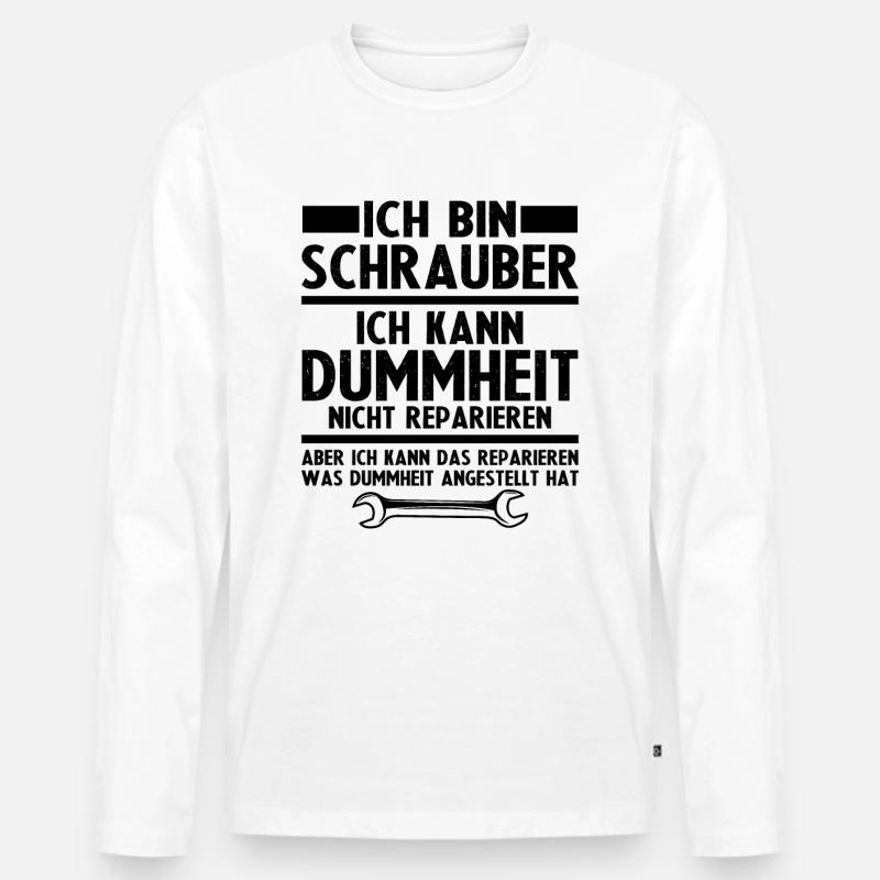 Ich bin schrauber - Männer Premium Bio Langarmshirt - Weiß