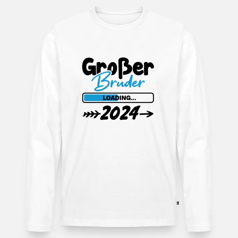 Großer Bruder Loading 2024 - Männer Premium Bio Langarmshirt - Weiß