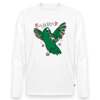 Kakapo - thick parrot - Men's Premium Organic Long Sleeve Shirt - white - Front - Nico (187cm)