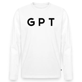 Humour Beauf Lettre GPT Jeu De Mots - T-shirt manches longues Premium bio Homme - blanc - Devant - Nico (187cm)