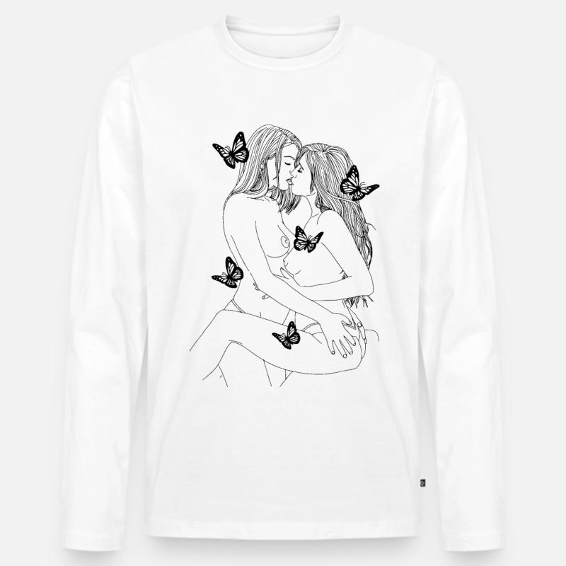 "Liebe" (Schmetterlinge) - Männer Premium Bio Langarmshirt - Weiß