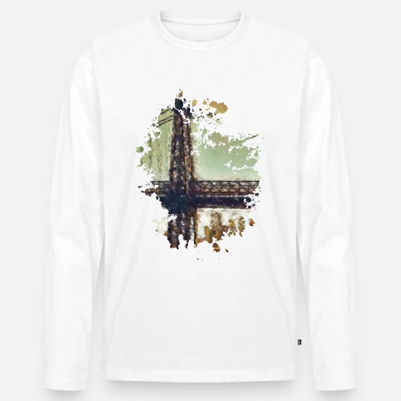 Brücke - Männer Premium Bio Langarmshirt - Weiß