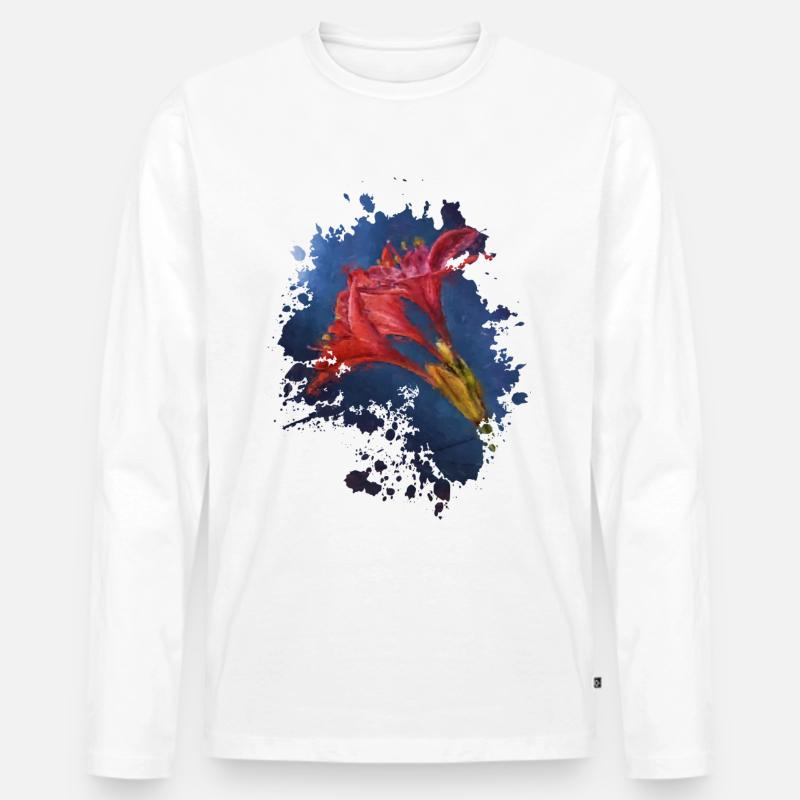 Blume - Männer Premium Bio Langarmshirt - Weiß