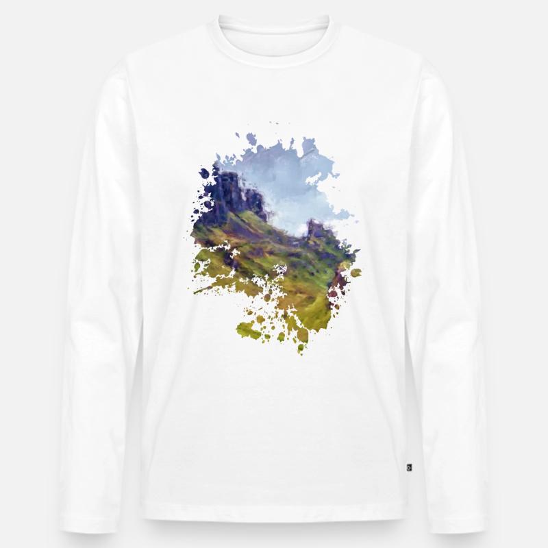 Berge - Männer Premium Bio Langarmshirt - Weiß