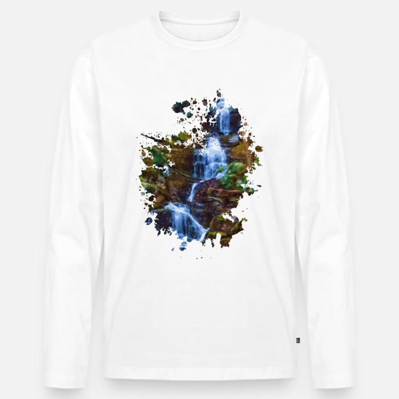 Wasserfälle - Männer Premium Bio Langarmshirt - Weiß