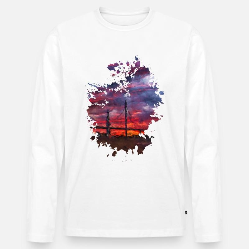Brücke - Männer Premium Bio Langarmshirt - Weiß