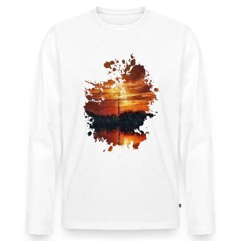 Sonnenuntergang - Männer Premium Bio Langarmshirt - Weiß - Vorne - Nico (187cm)