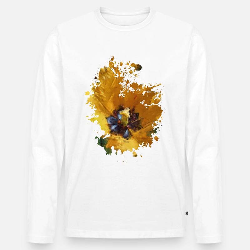 Blume - Männer Premium Bio Langarmshirt - Weiß