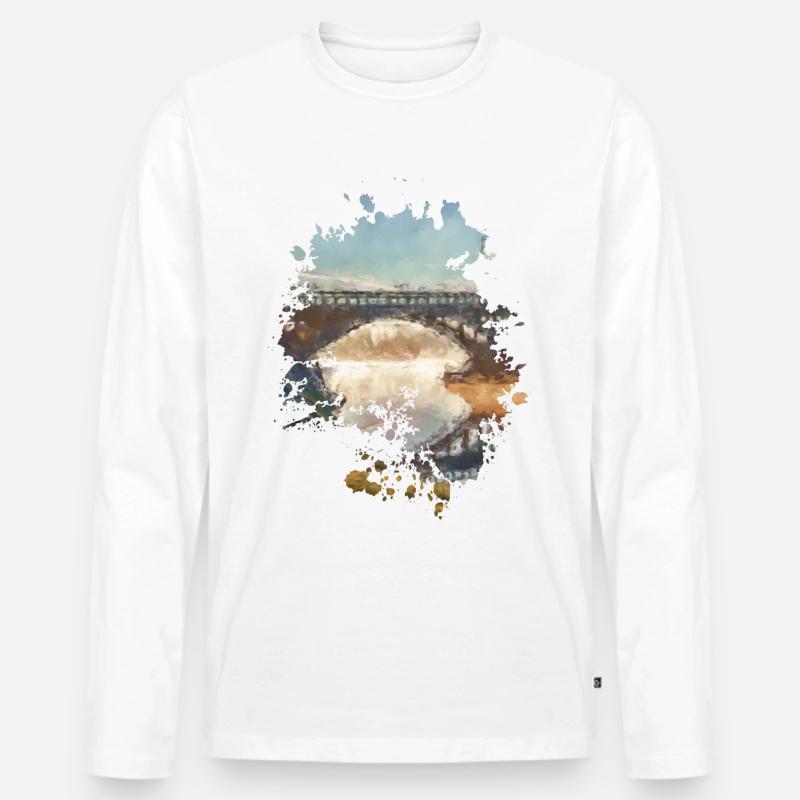 Brücke - Männer Premium Bio Langarmshirt - Weiß