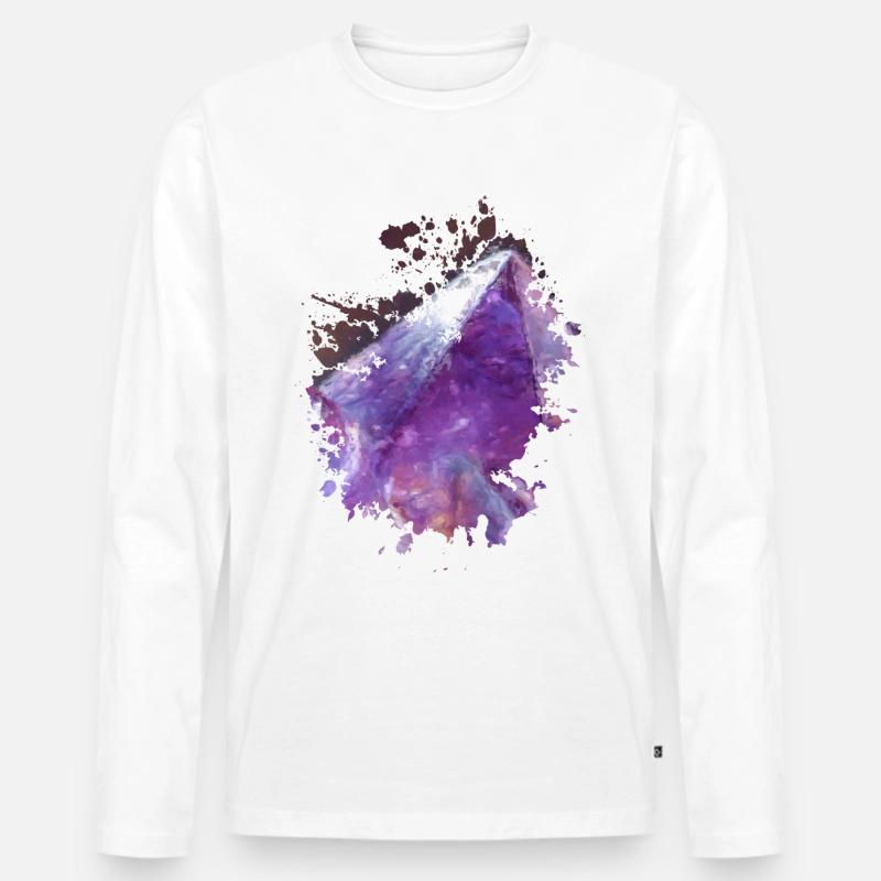 Amethyst - Männer Premium Bio Langarmshirt - Weiß