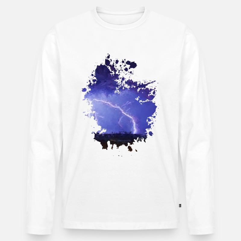 Blitz - Männer Premium Bio Langarmshirt - Weiß