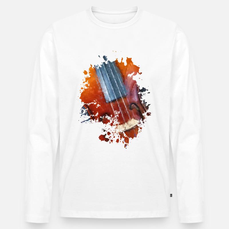 Violine - Männer Premium Bio Langarmshirt - Weiß