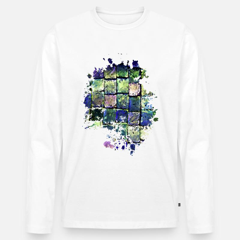 Blocks - Männer Premium Bio Langarmshirt - Weiß