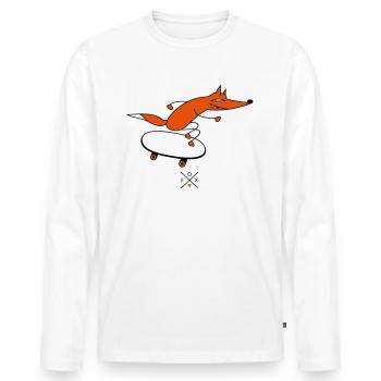 Fuchs als Skater - Männer Premium Bio Langarmshirt - Weiß - Vorne - Nico (187cm)