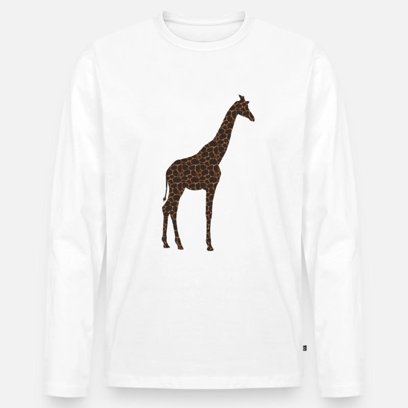 Giraffen Muster Giraffe - Männer Premium Bio Langarmshirt - Weiß