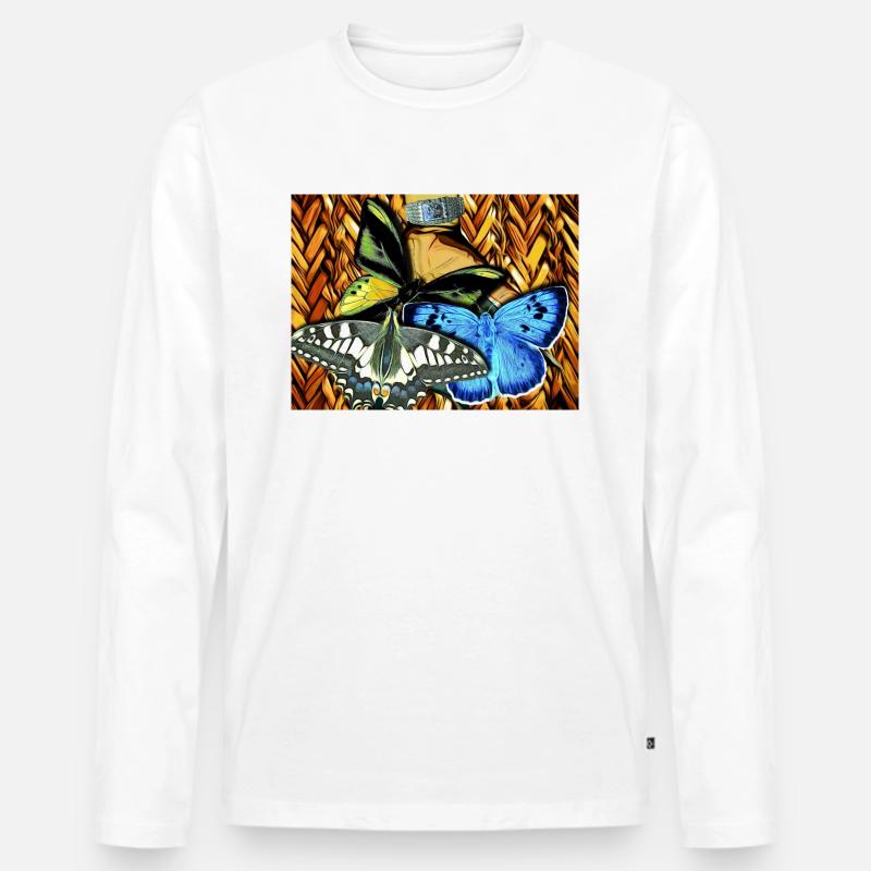 Schmetterlinge - Männer Premium Bio Langarmshirt - Weiß