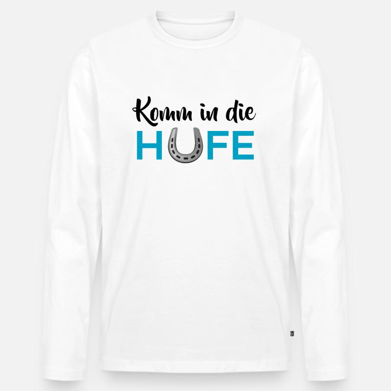 Komm in die Hufe - Männer Premium Bio Langarmshirt - Weiß