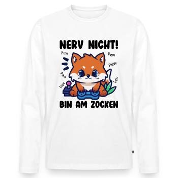 Gamer Lustiger Spruch - Männer Premium Bio Langarmshirt - Weiß - Vorne - Nico (187cm)