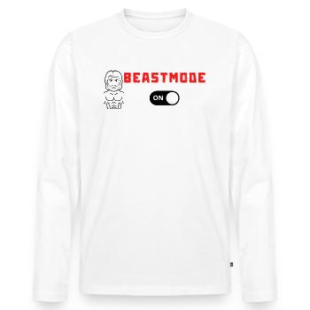Beastmode On | Training | Gym | Fitness - Männer Premium Bio Langarmshirt - Weiß - Vorne - Nico (187cm)