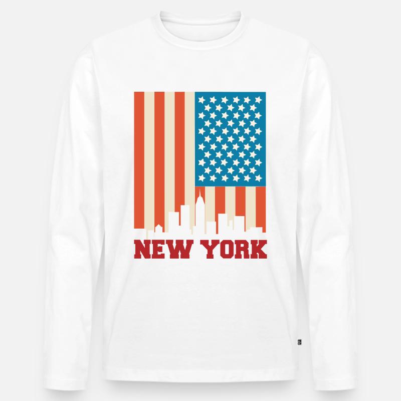New York - Männer Premium Bio Langarmshirt - Weiß