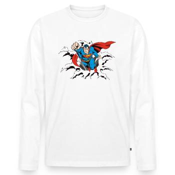 DC Comics Originals Superman Flying - Men's Premium Organic Long Sleeve Shirt - white - Front - Nico (187cm)