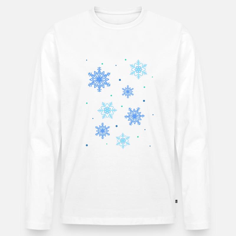 Schneesterne, Eiskristalle - Männer Premium Bio Langarmshirt - Weiß