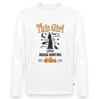 Real Estate Halloween Shirt Gift for Realtor - Men's Premium Organic Long Sleeve Shirt - white - Front - Nico (187cm)