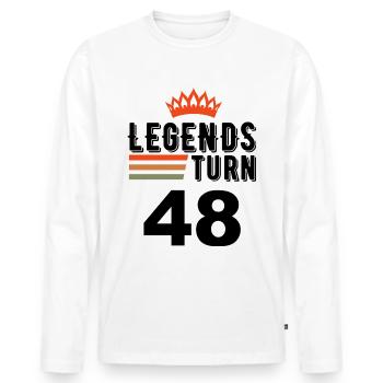 48 Geburtstag, Legenden werden 48 Jahre alt - Männer Premium Bio Langarmshirt - Weiß - Vorne - Nico (187cm)