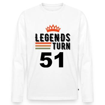 51 Geburtstag, Legenden werden 51 Jahre alt - Männer Premium Bio Langarmshirt - Weiß - Vorne - Nico (187cm)
