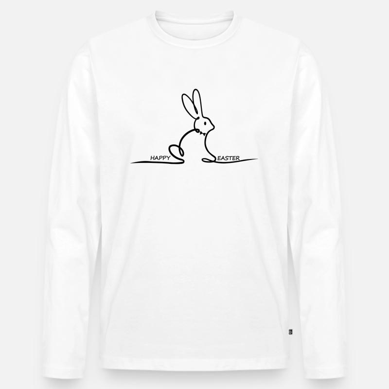 Ostern Geschenk Happy Easter - Männer Premium Bio Langarmshirt - Weiß