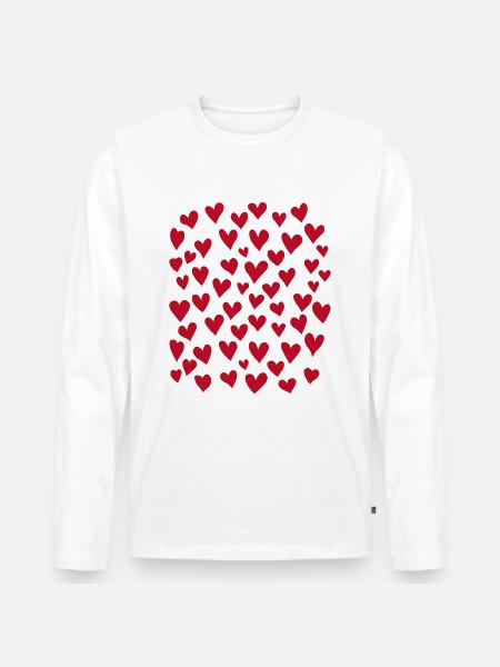 Herzen - Männer Premium Bio Langarmshirt - Weiß