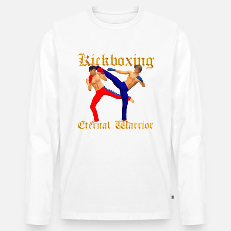 Kickbox-Krieger - Männer Premium Bio Langarmshirt - Weiß