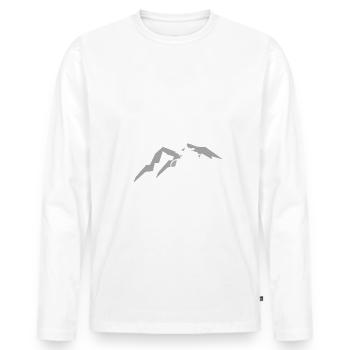 Fahrrad Radfahrer Spruch Warum ich ohne Akku fahre - Männer Premium Bio Langarmshirt - Weiß - Vorne - Nico (187cm)