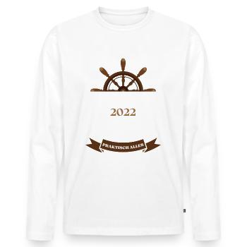 Bootsführerschein 2022 Kapitän Segelboot Motorboot - Männer Premium Bio Langarmshirt - Weiß - Vorne - Nico (187cm)