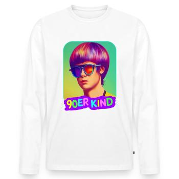 90er Jahre Kind 90s Retro Party - Männer Premium Bio Langarmshirt - Weiß - Vorne - Nico (187cm)