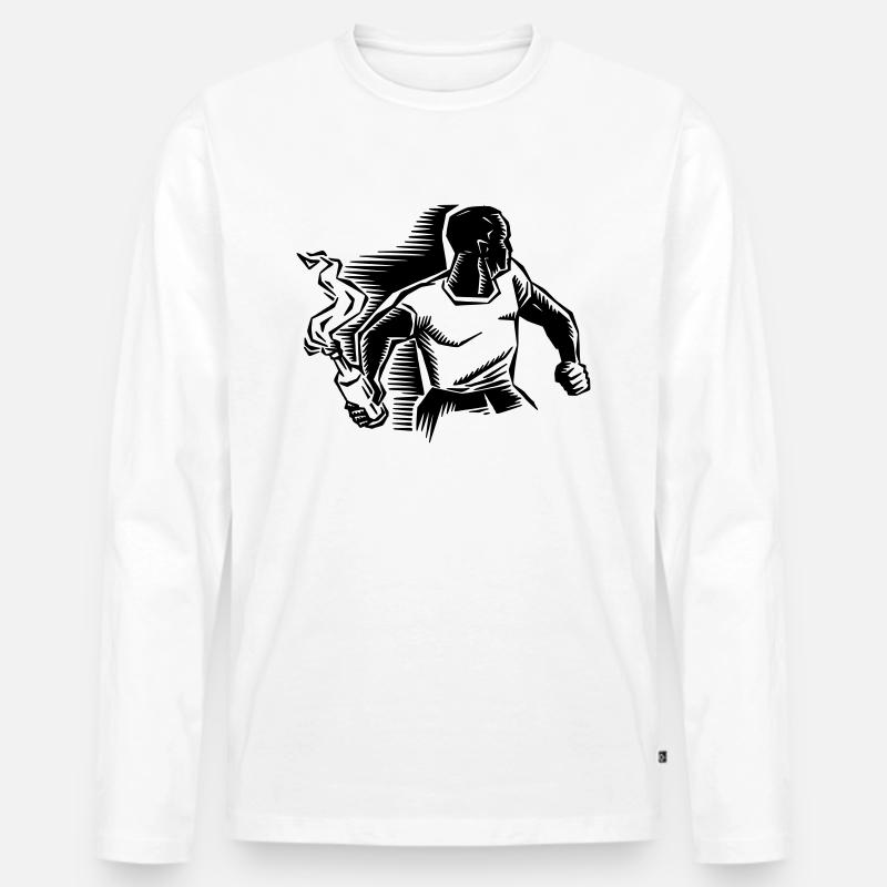 Molotov Cocktail - Männer Premium Bio Langarmshirt - Weiß