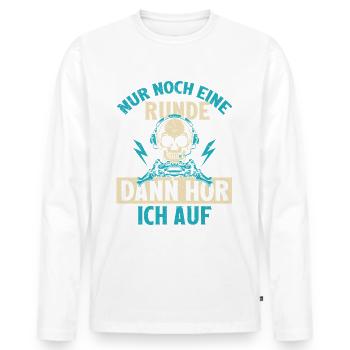 NUR NOCH EINE RUNDE DANN HÖR ICH AUF - Männer Premium Bio Langarmshirt - Weiß - Vorne - Nico (187cm)