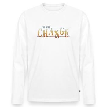 Soyez le changement ! Répandre la tolérance, l’espoir, l’amour - T-shirt manches longues Premium bio Homme - blanc - Devant - Nico (187cm)