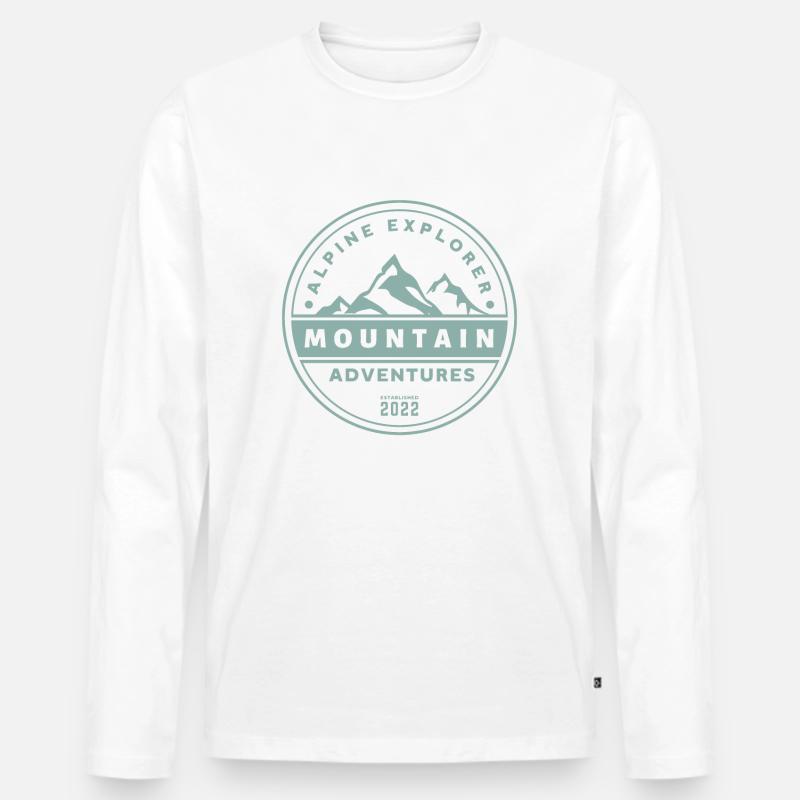 Alpine Explorer - Mountain Adventures - Männer Premium Bio Langarmshirt - Weiß