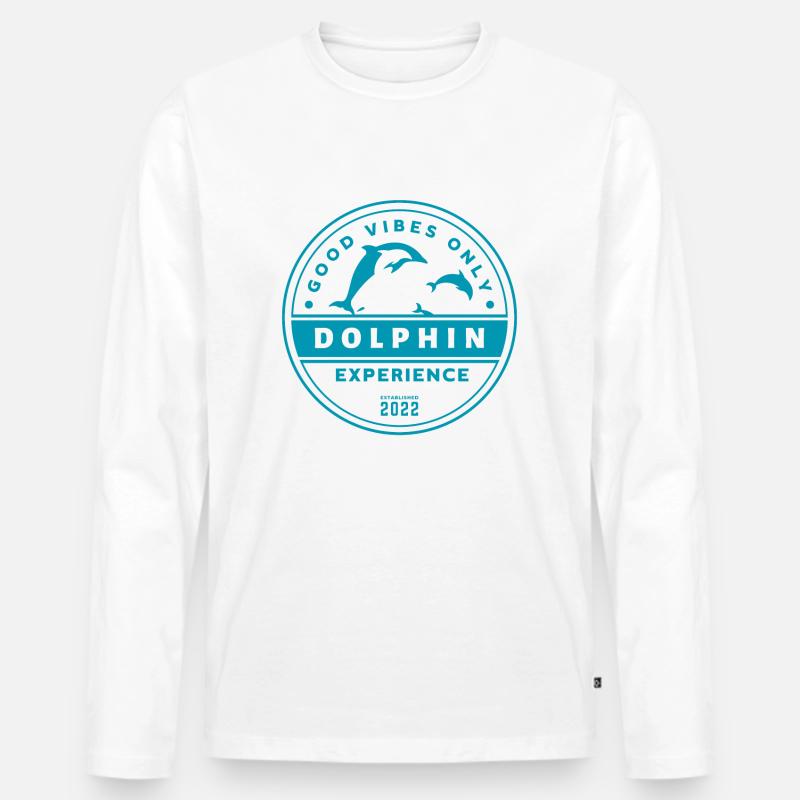 Dolphin Experience - Good Vibes Only - Männer Premium Bio Langarmshirt - Weiß