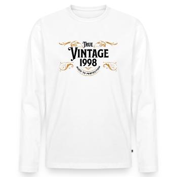 True Vintage 1998 Aged to Perfection Geschenkidee - Männer Premium Bio Langarmshirt - Weiß - Vorne - Nico (187cm)