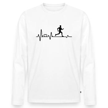 Heartbeat jogger jogging jogging impulsion de course EKG - T-shirt manches longues Premium bio Homme - blanc - Devant - Nico (187cm)
