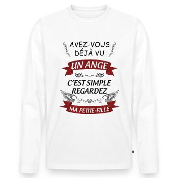 Petite-fille à papy Idée Cadeau Pour Papi Fier - T-shirt manches longues Premium bio Homme - blanc - Devant - Nico (187cm)